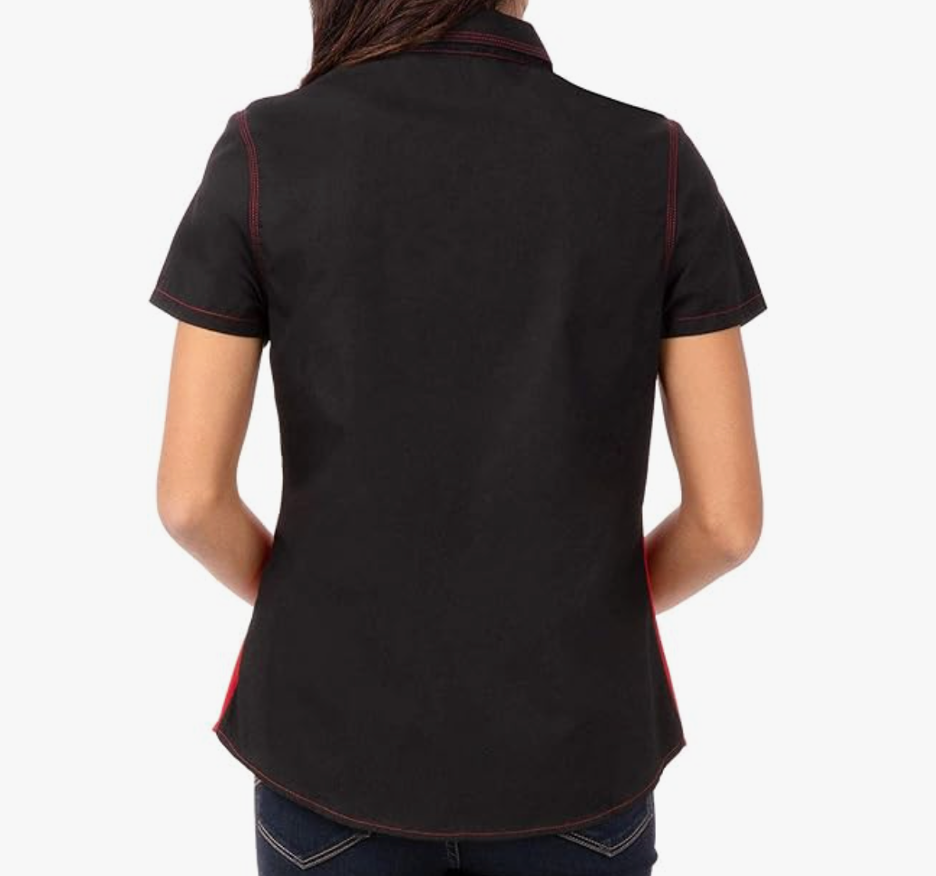 RED AND BLACK BUTTON UP