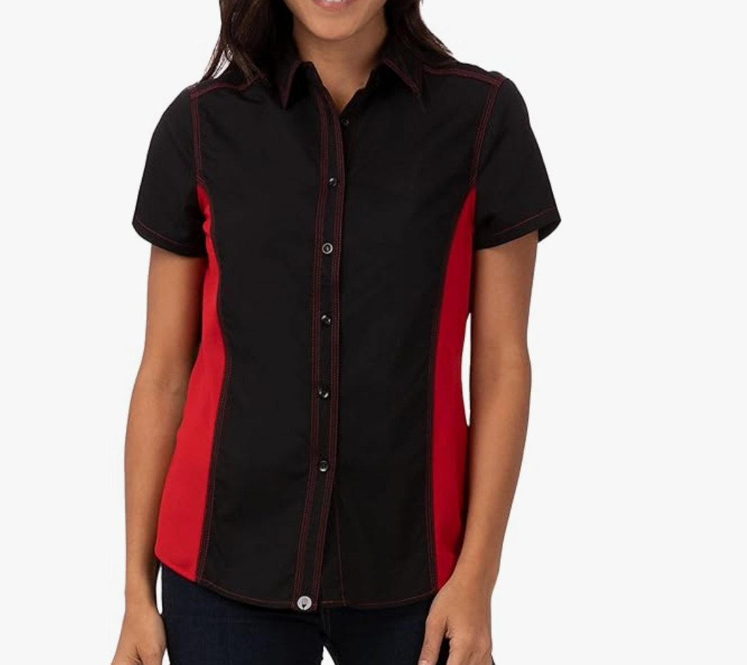 RED AND BLACK BUTTON UP