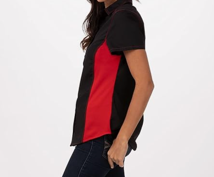 RED AND BLACK BUTTON UP